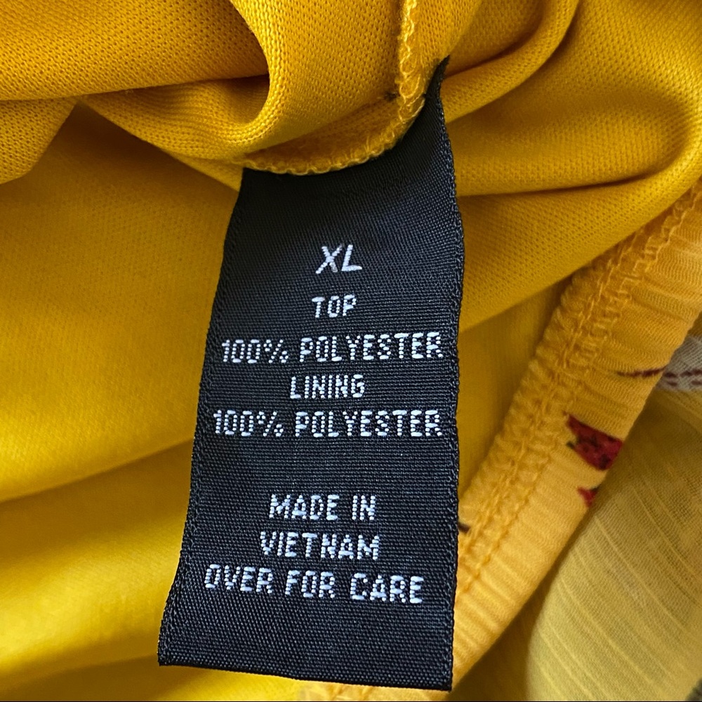 ALYX Yellow Floral Print Woven Blouse Sz XL - Picture 11 of 15